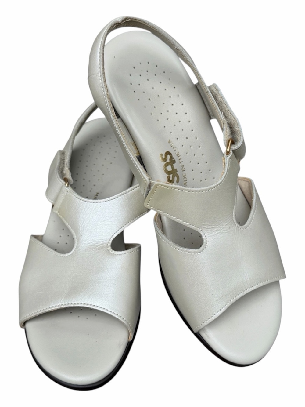SAS Suntimer White Leather Comfort Sandals 6.5M